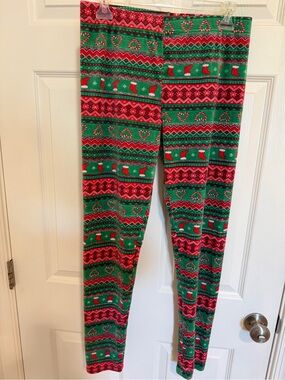 Holiday Fair Isle Leggings - Red & Green